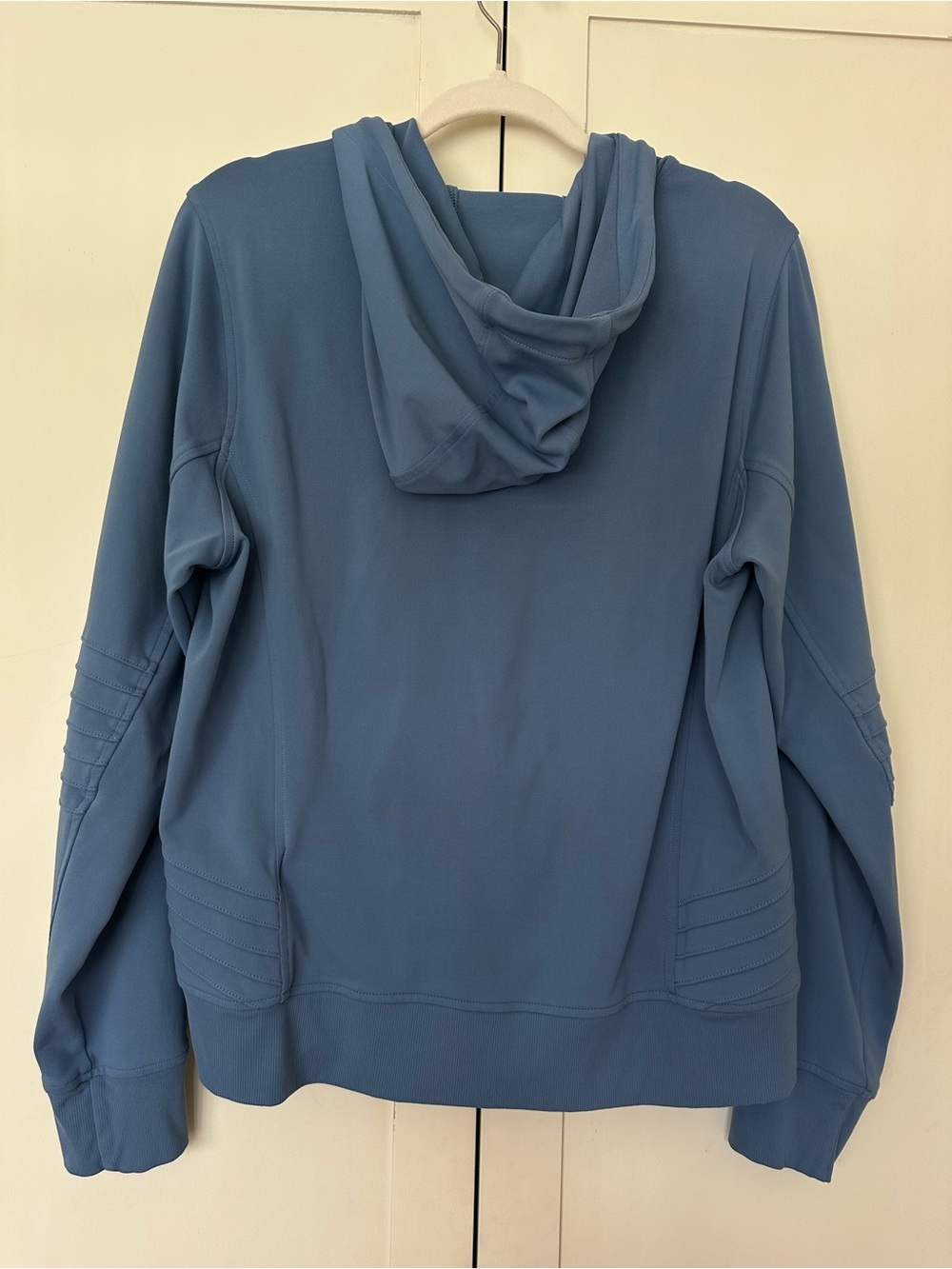 Athleta Venice Moto Hoodie Blue Size L Pullover 1/4 Zip Pockets Athleisure - Picture 3 of 7